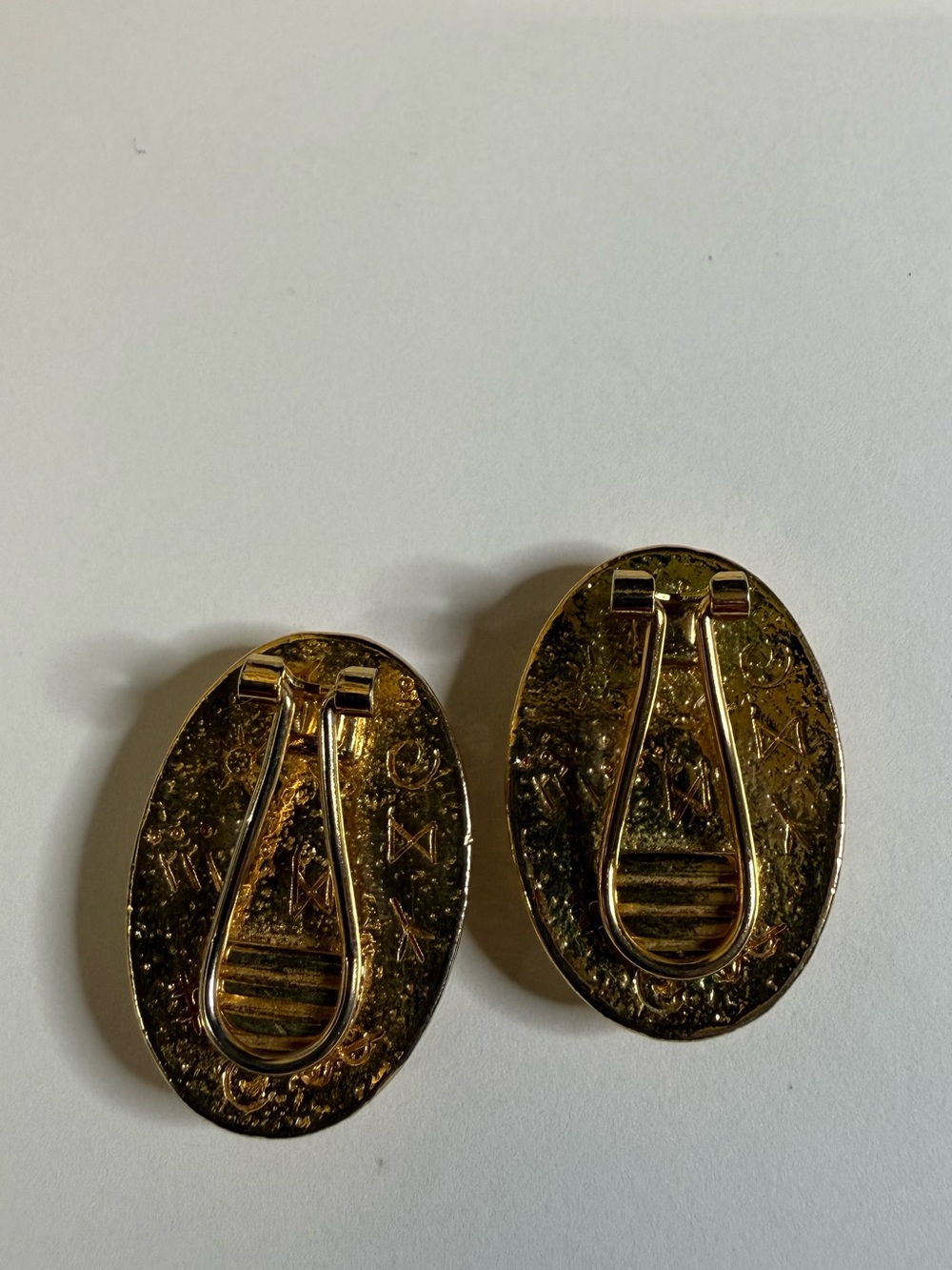 Gold-Tone Clip-On Earrings with Black Oval Cabochons - Picture 2 of 3